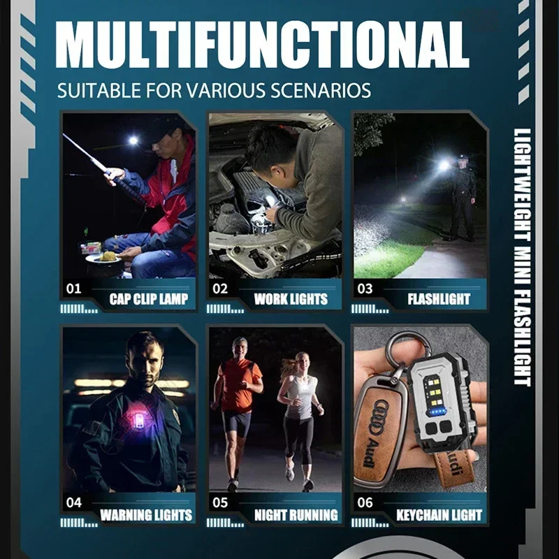 EDC Tactical Flashlight EDC Clip Flashlight Portable Mini Flashlight Light for Camping Running Emergency Hiking Outdoor Tools