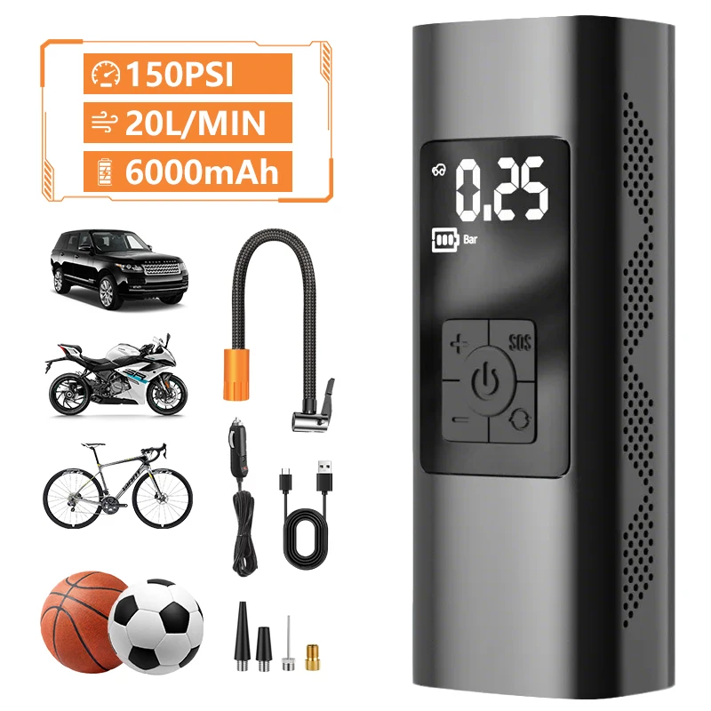 

Металлический воздушный компрессор двойной мощности, электрический портативный компрессор, автомобильный насос для накачивания шин, воздушный насос, велосипедный электрический насос для накачивания шин, воздушный насос