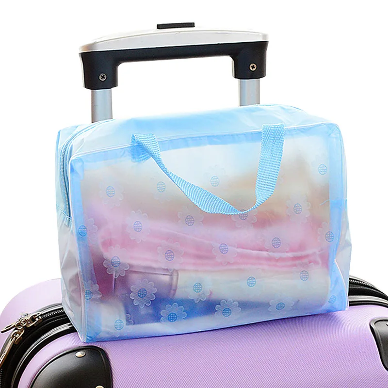 Multifunctional Floral Waterproof Storage Bag Make Up Bag New Women PVC Zipper Toiletry Bathing Transparent Travel Cosmetic Bag