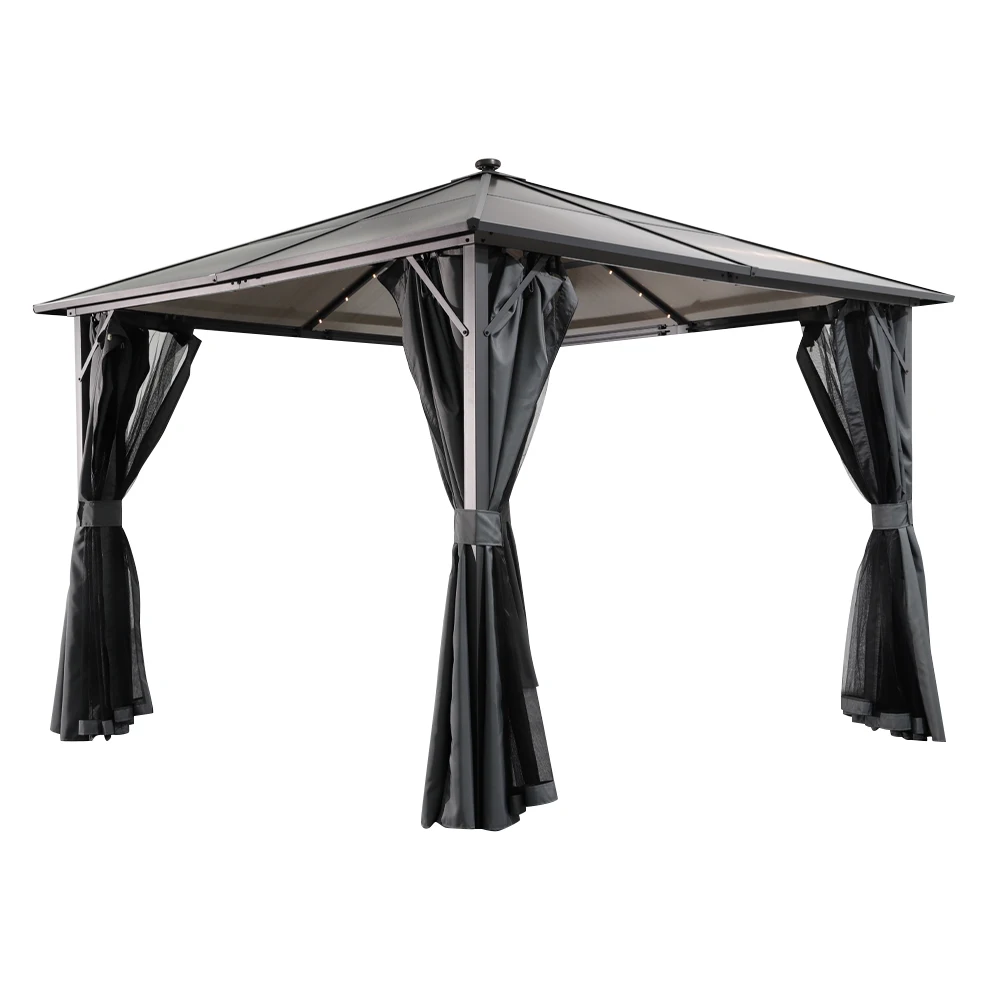Waterproof All Weather Party Family Outdoor Patio Sunshade Durable Backyard Hardtop Iron 3x3 Gazebo Mosquito Netting