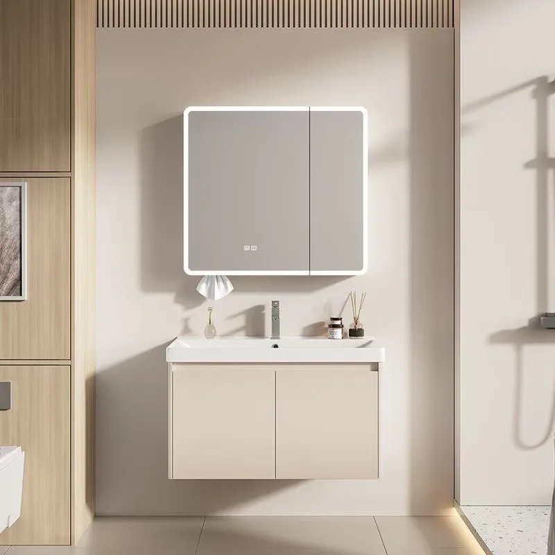 

Chaozhou thickened honeycomb aluminum arc bathroom cabinet ceramic integrated basin combination deepened sink face wash basin ca