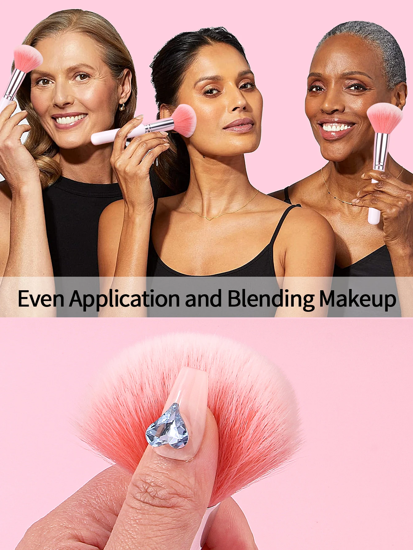 1 st roze blushborstel met hoog uiterlijk Gezichtscontourborstel multifunctionele make-upborstel make-uptool voor beginners