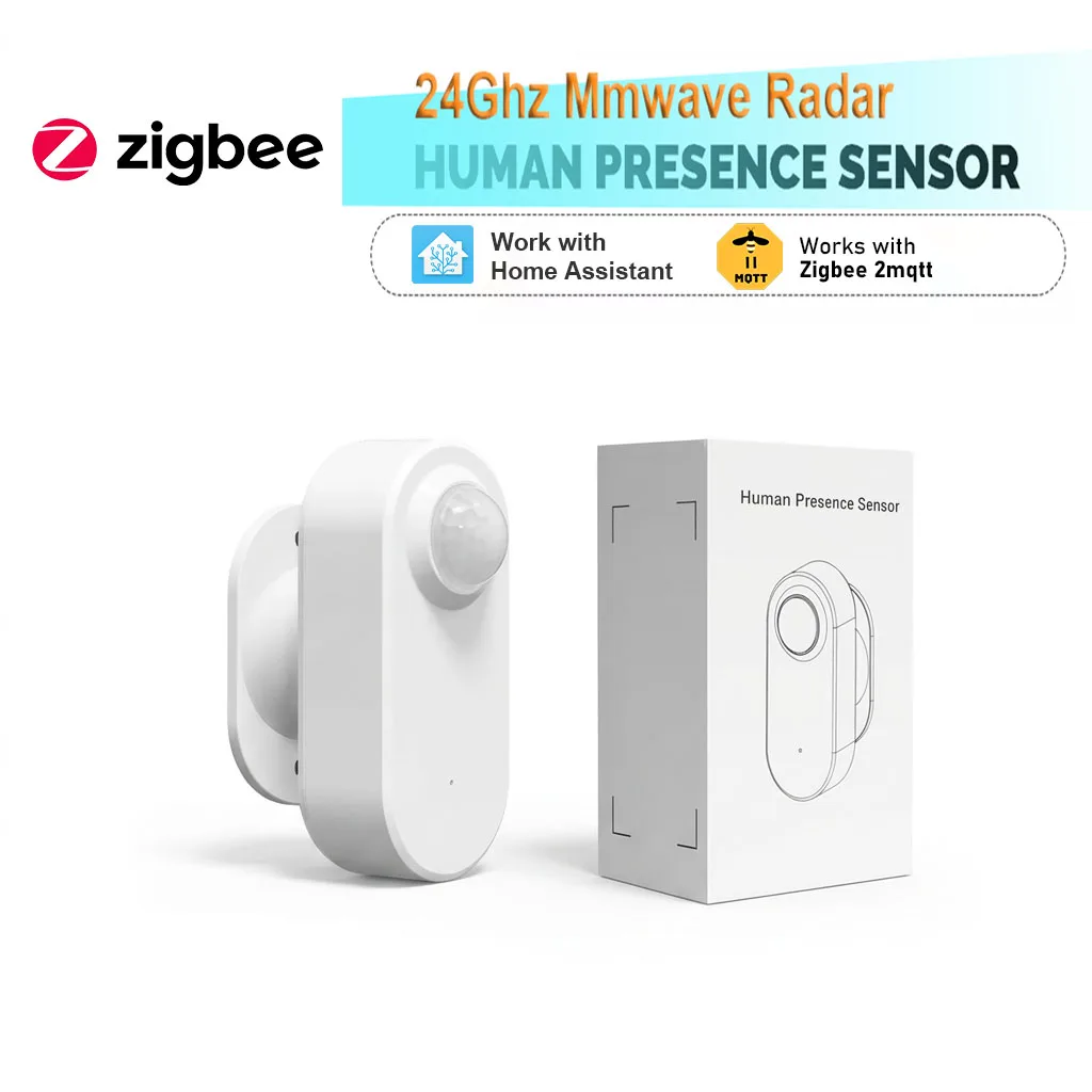Zigbee 3.0 Human Presence Sensor 24G MmWave Radar +PIR, Luminance Detection Use Battery Support Zigbee2mqtt Home Assistant