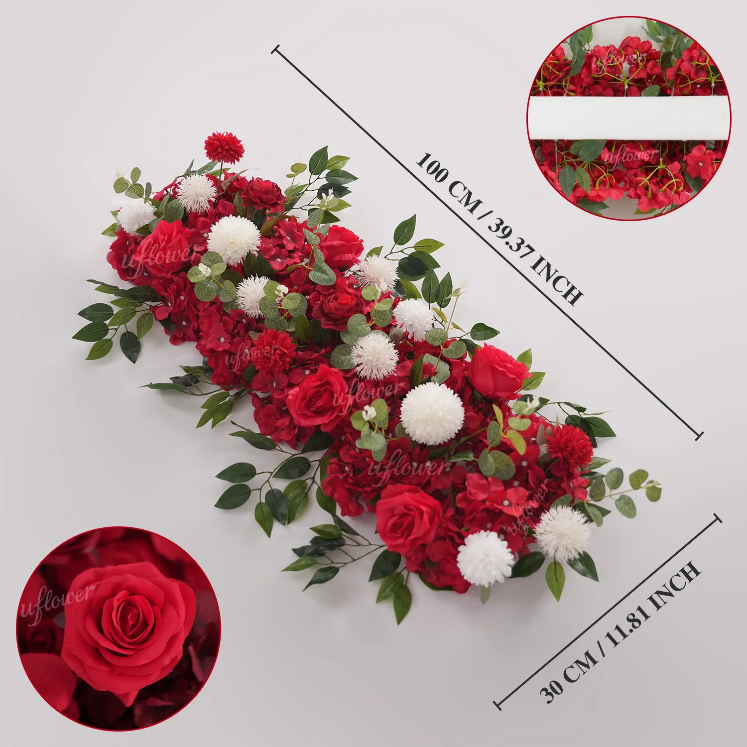 Uflower 50/100cm Artificial Rose Peony Flower Row Wedding Backdrop Arch Decor Party Stage Table Centerpiece Floral Arrangement image 3
