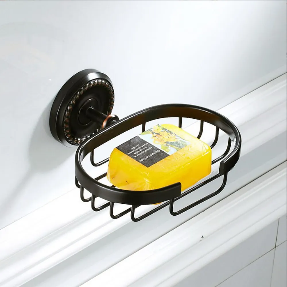 Bathroom Accessory Black Oil Rubbed Brass Wall Mounted Bathroom Soap Basket Dish Holder mba216