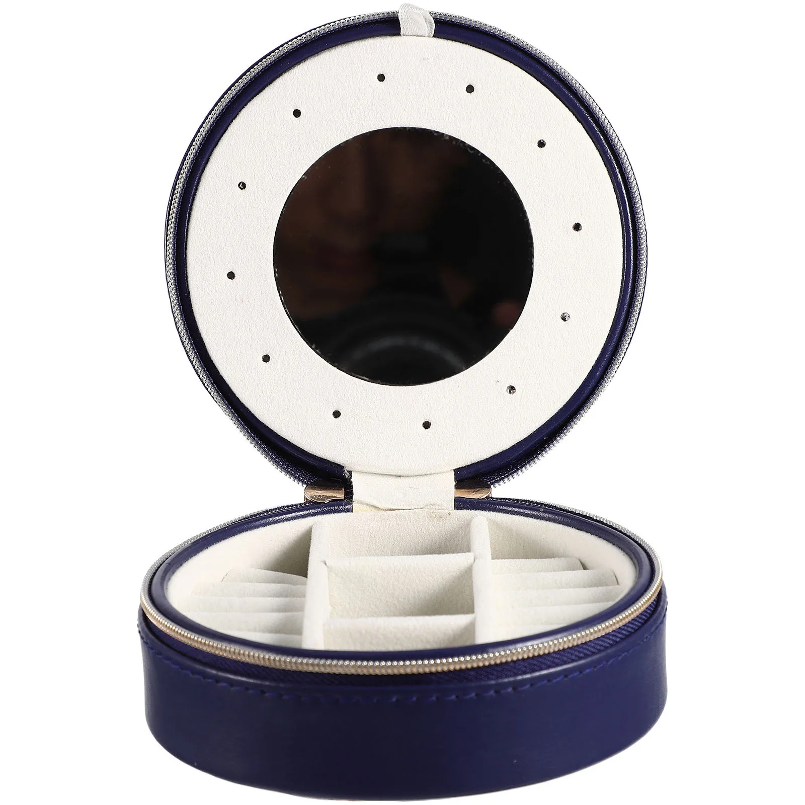 

Портативная шкатулка для драгоценностей из искусственной кожи, круглый контейнер для хранения с несколькими сетками, дорожный футляр для колец, серег, ожерелий, органайзер для ювелирных изделий