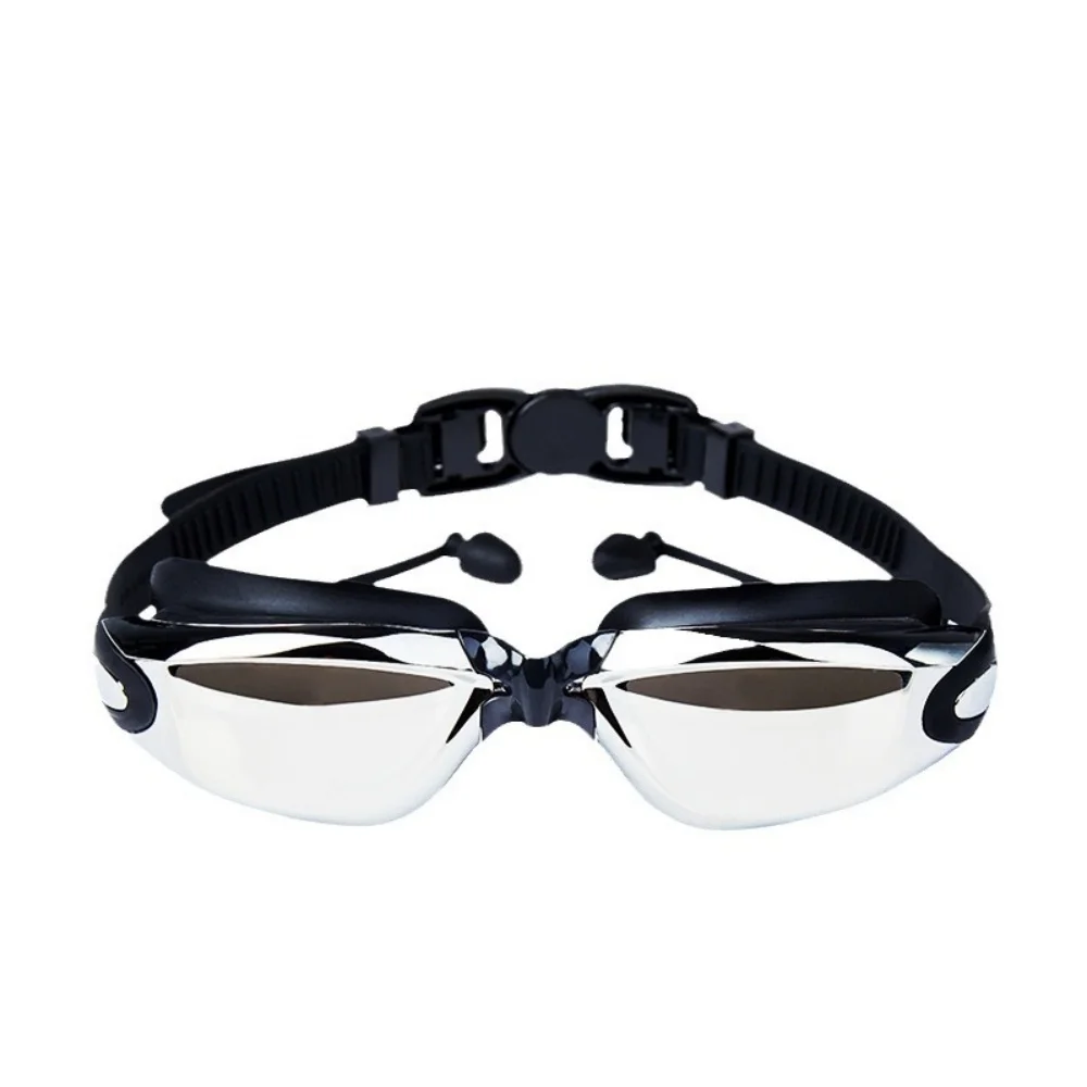 Gafas de natación para adultos, gafas de natación con tapón para los oídos para hombres y mujeres, gafas de natación impermeables antiniebla, gafas de carrera para entrenamiento de buceo en piscina