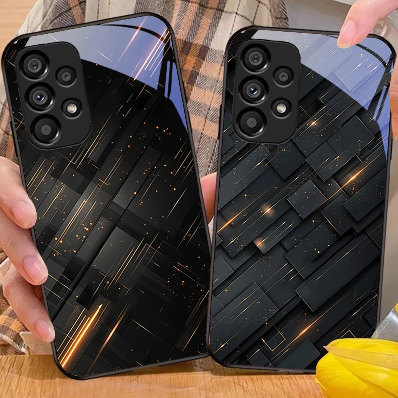 

Meteor Golden Bead For Samsung Galaxy S10 20 Plus 21 FE 22 23 24 FE 25 Ultra Black tempered glass phone case hard shell
