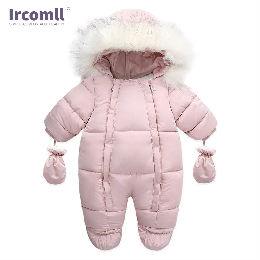 Ircomll Brand Baby Winter Clothes Cotton Down Rompers Hooded Inside Fleece Warm Infant Baby Snowsuit Baby Jumpsuit Outwear