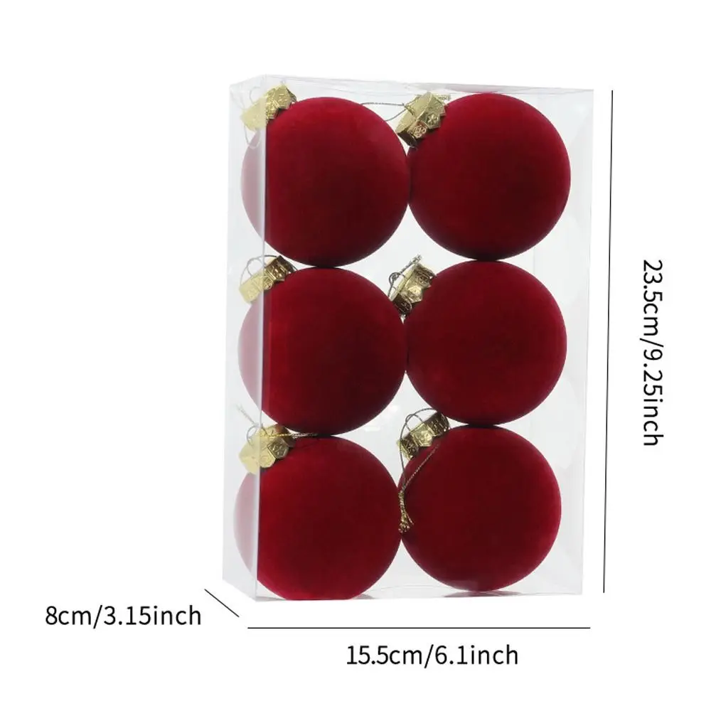 6-teiliges Set 8CM Größe Weihnachtskugel-Dekoration Plastik-Samtkugeln Bunte Christbaumkugeln Party-Hochzeitsgeschenke – Detail 1