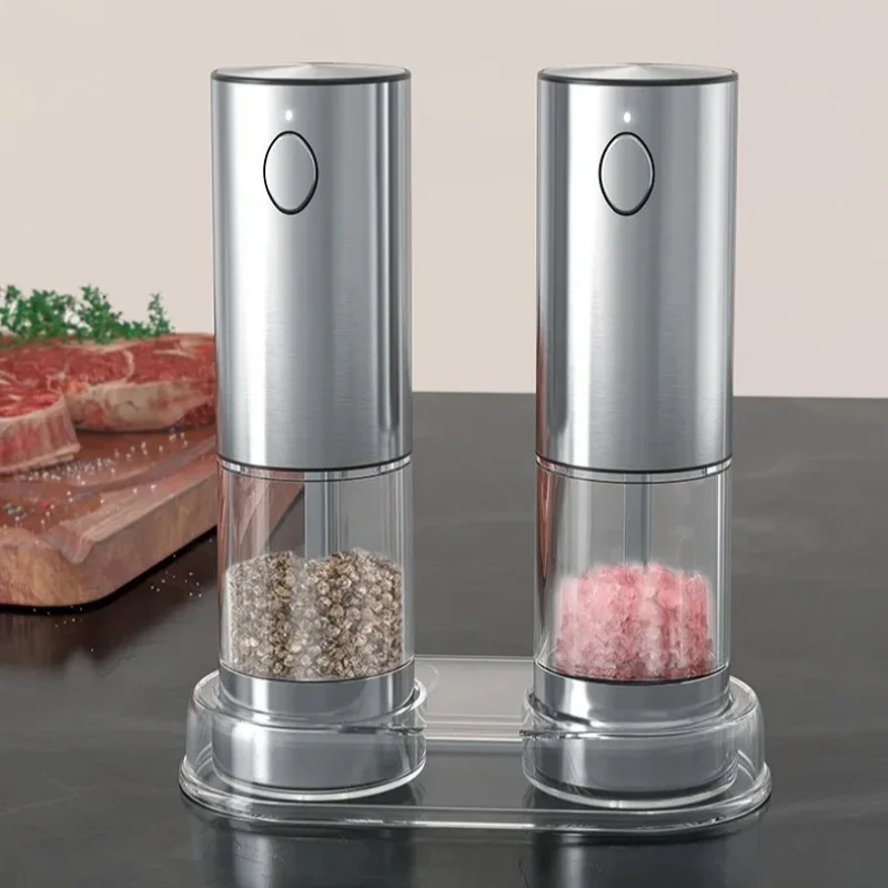 USB Elektrische wiederaufladbare Salz- und Pfeffermühle, einstellbare Grobheit, automatisches Mahlen, LED-Licht, große Kapazität, Mühlen, Küchenwerkzeug