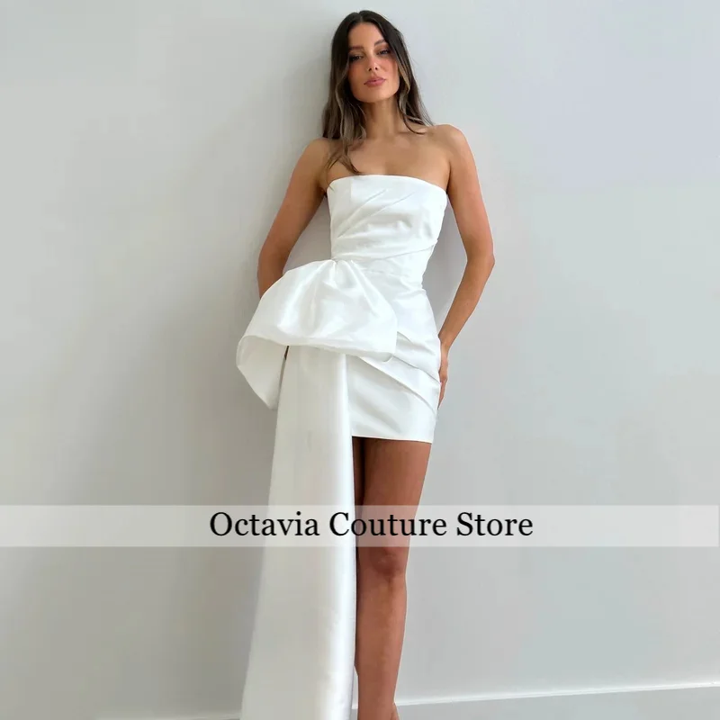Sheath Women Mini Prom Party Dresses Strapless Pleat Formal Wedding Dress For Bridesmaid Cocktail Gowns Customized