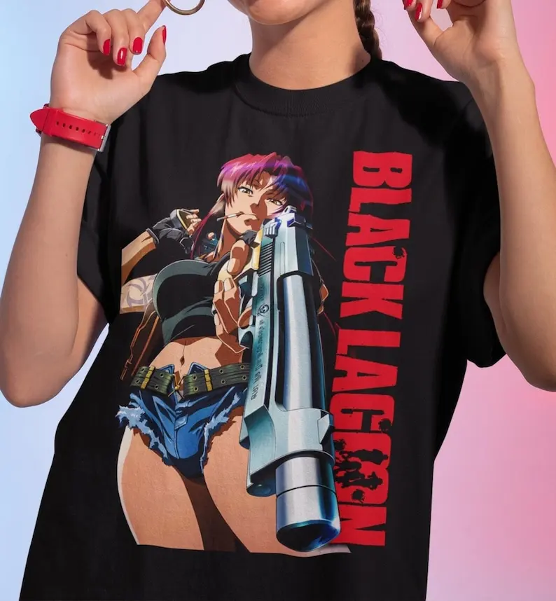 Anime Black Lagoon Revy Unisex T-Black Lagoon Revy Aesthetic Cool T- Gift Fo