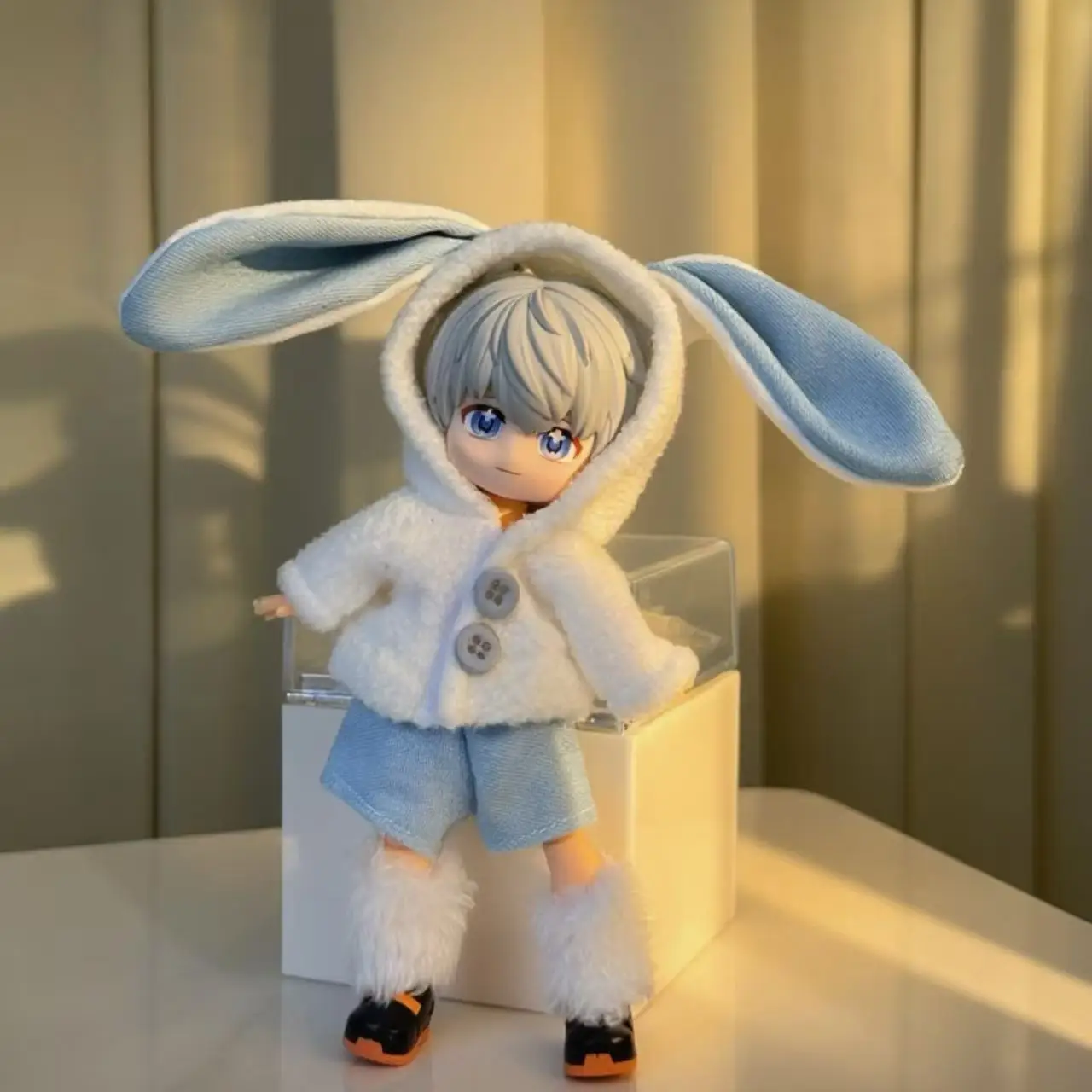 Hot-selling Movable Doll Clothing Creative Cute Rabbit Ear Jacket Personalized Overalls Clothing Set Exquisite and Fashionable