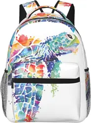 Colorful Turtle Watercolor Lightweight Laptop Backpack for Women Men College Bookbag Casual Daypack Travel Bag