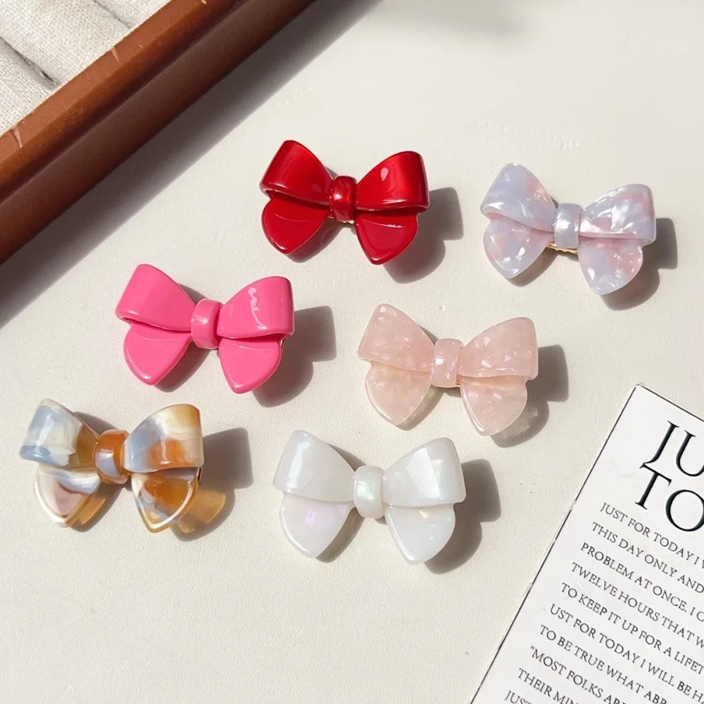 Hair Accessories Korean Style Acetate Hairpin Cute Bow No Slip Hair Bangs Clip Light Luxury Small Hair Clip Women