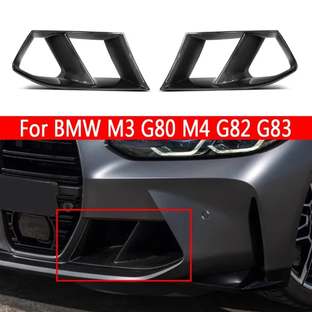 For BMW M3 M4 G80 G82 G83 2021+ Dry Carbon Fiber Fog Lamp Frame Grill Front Bumper Air Vent Cover Tuyere Upgrade Body Kit