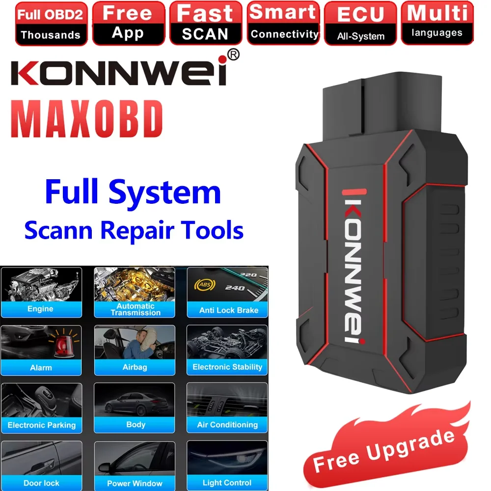 KONNWEI MAXOBD Full Car System Scanner OBD2 Diagnostic Tool Bluetooth 5.2 for IOS Android Engine Airbag ABS Code Reader OBDII