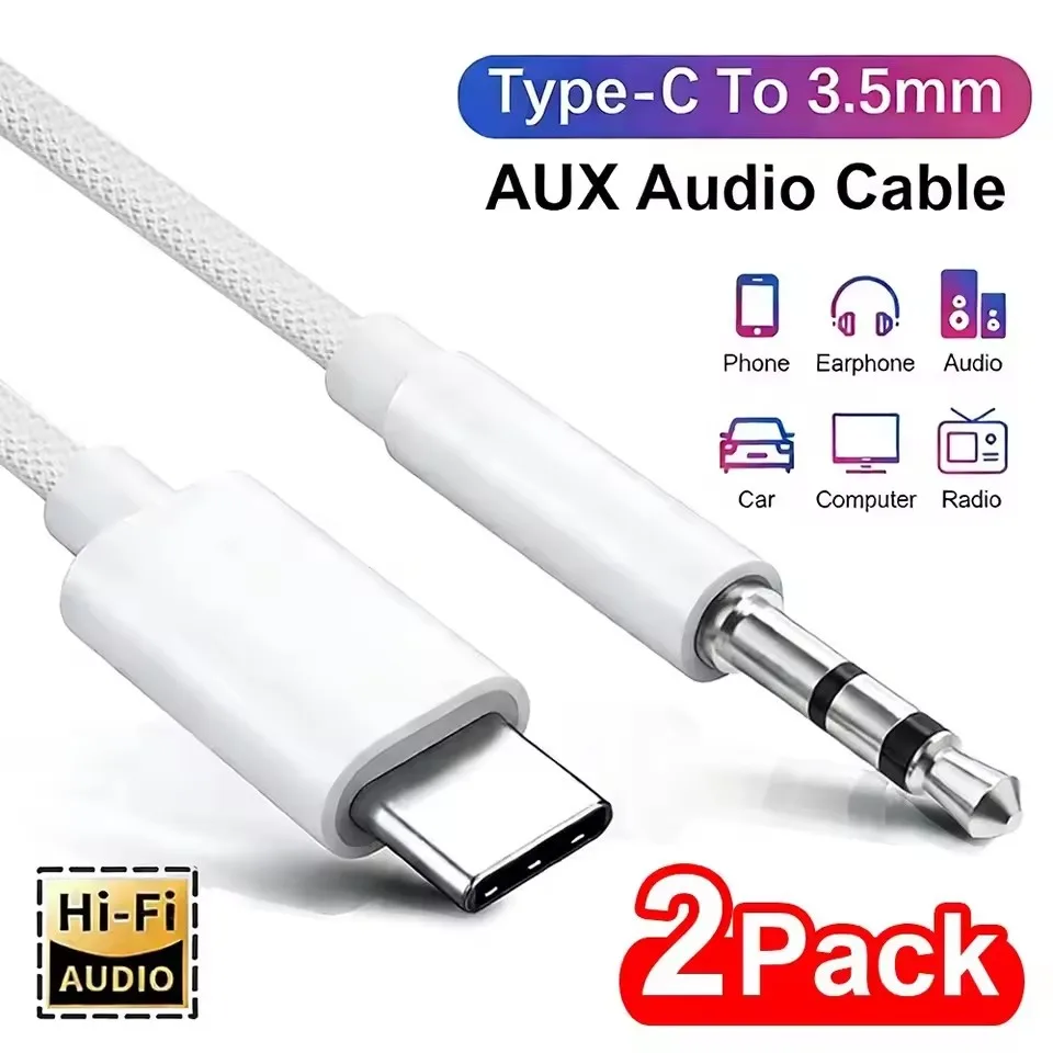 Type C To 3.5mm Jack Aux Audio Cable for iPhone 17/16/15 Pro Car Speaker Adapter USB C Male To AUX Male Headphone Plug Converter