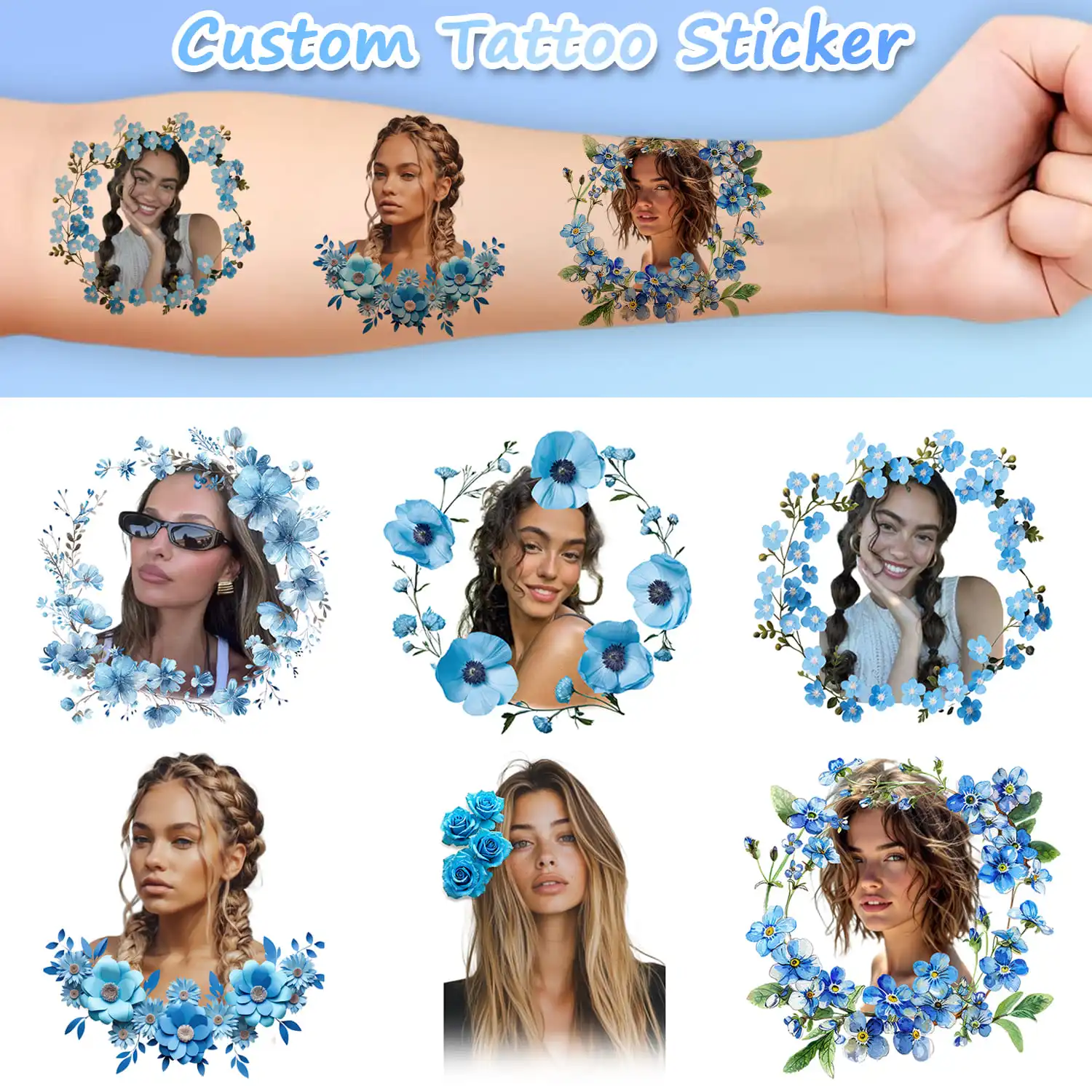 Custom Temporary Tattoos Personalized Photo Face Tattoos Bridal Shower Favors Wedding Bachelorette Party Supplies