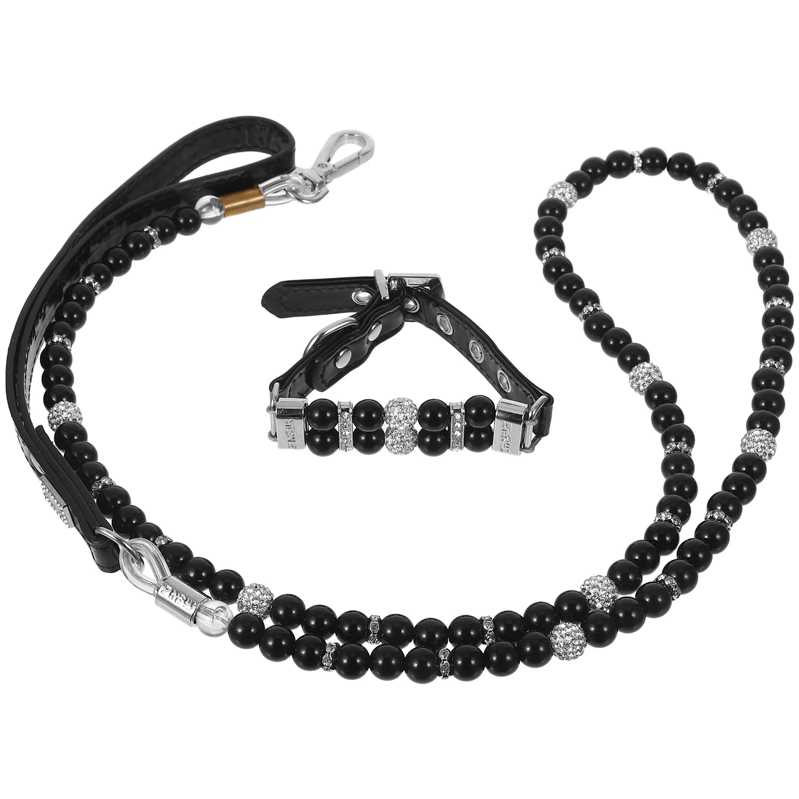 

1Set Adjustable Puppy Collar Set with Pearl Dog Collar Leash Small Dog Walking Leash Traction Rope for Outdoor Training