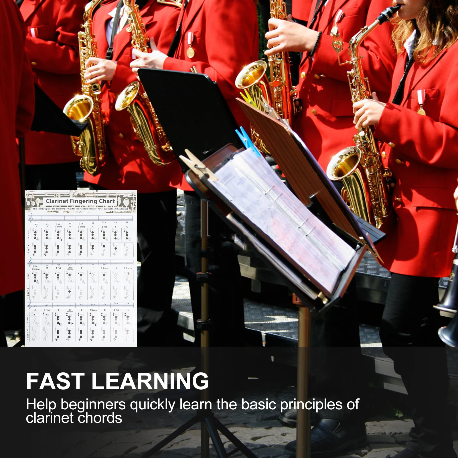 

Clarinet Chord Score Fingering Chart for Beginner Musical Instrument Practice Poster Clarinet Note Chart Chord Learning Guide