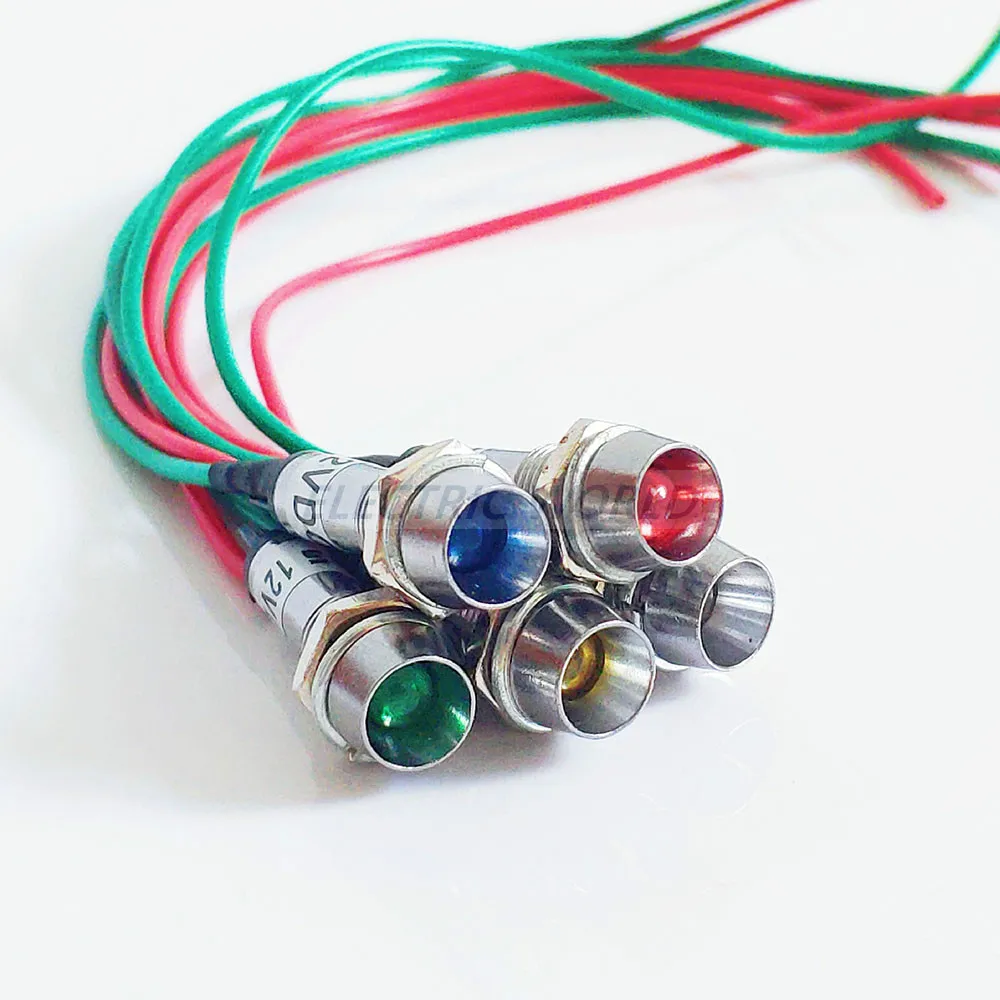 LED 8mm metal Indicator lights with lead wire power signal lamp LED indication mini indicator light waterproof Signal lamp