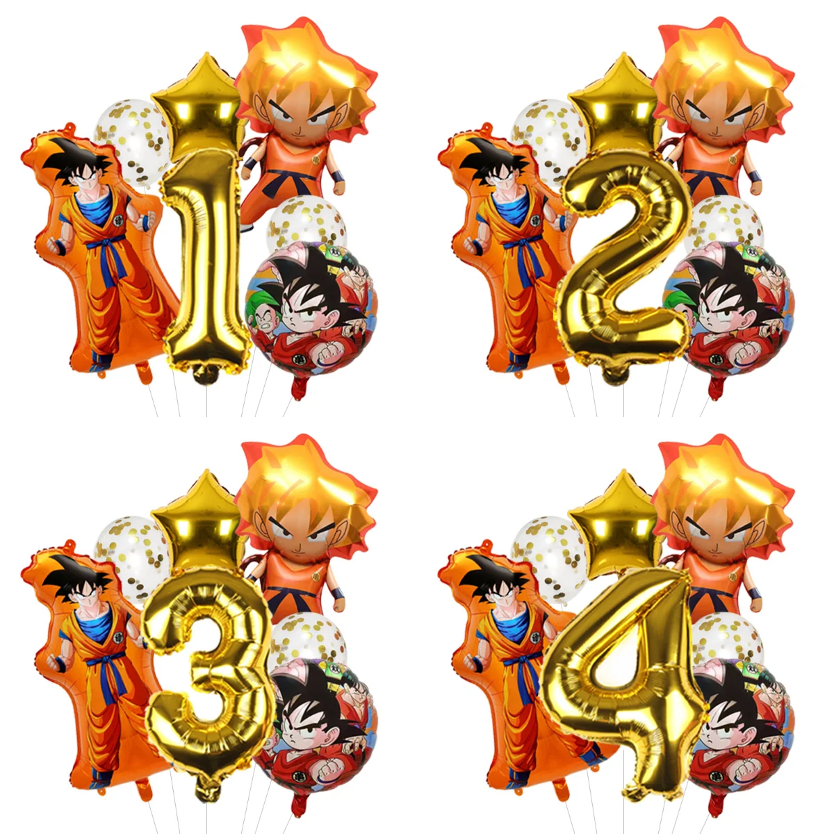 Dragon Ball Z Cell Unvollkommen-Form Ballon-Bouquet Folien-Mylar Vier-Sterne-Kugel für Anime-Bösewicht Geburtstagsparty-Dekoration
