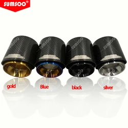 SUMSOO-Embout de Silencieux Authentique en Chrome Noir et Fibre de Carbone, Accessoire pour Mini Cooper, R55, R56, R57, R58, R59, R60, R61, 1 Pièce