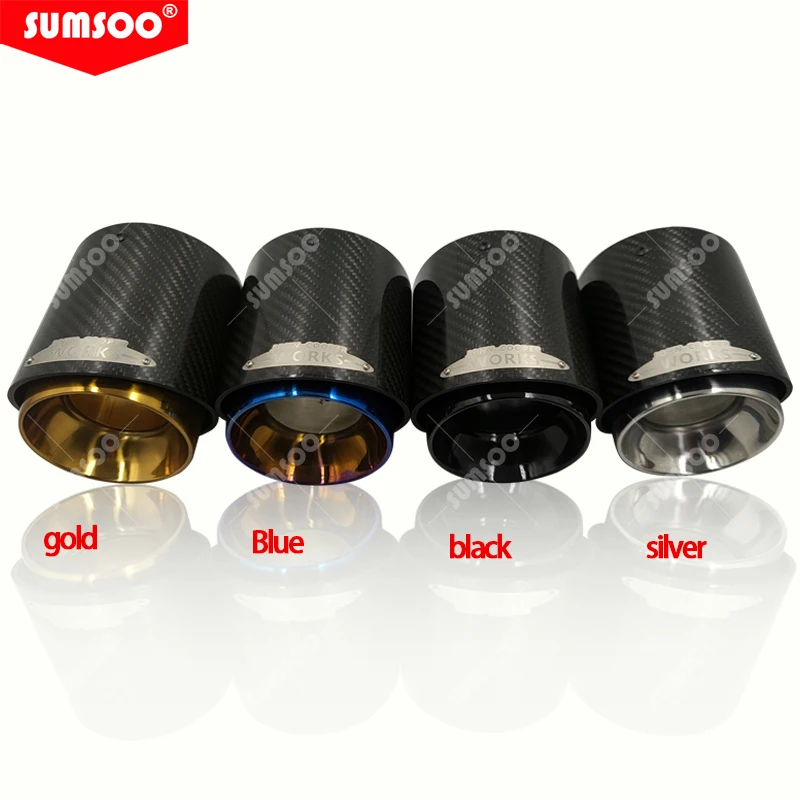 genuine SUMSOO 1PCS Black Chrome and Carbon Fiber Muffler Tip Fit for Mini Cooper Exhaust Tip R55 R56 R57 R58 R59 R60 R61 