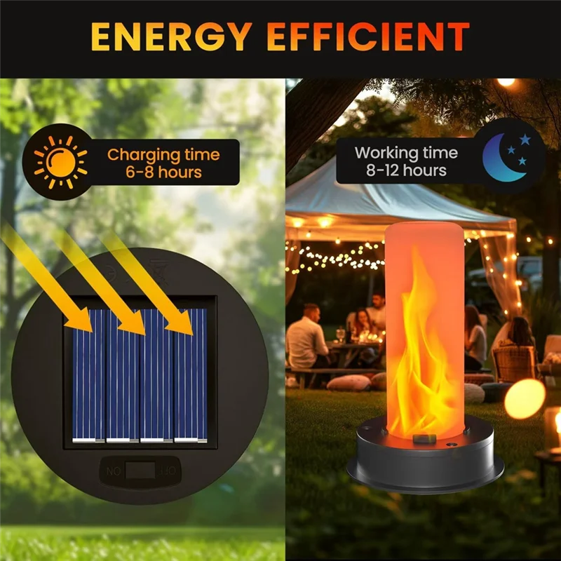 ABJO-2 Pack Replacement Solar Light Tops With Flickering Flame,Waterproof Outdoor Solar Light Parts Lantern Replacement Kit