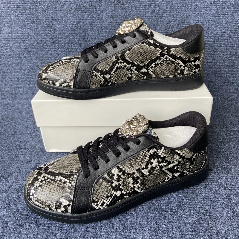 

original shoes brand Comfortable light sole snakeskin shoes for man luxury casual sneaker women zapatillas y zapatos casuales