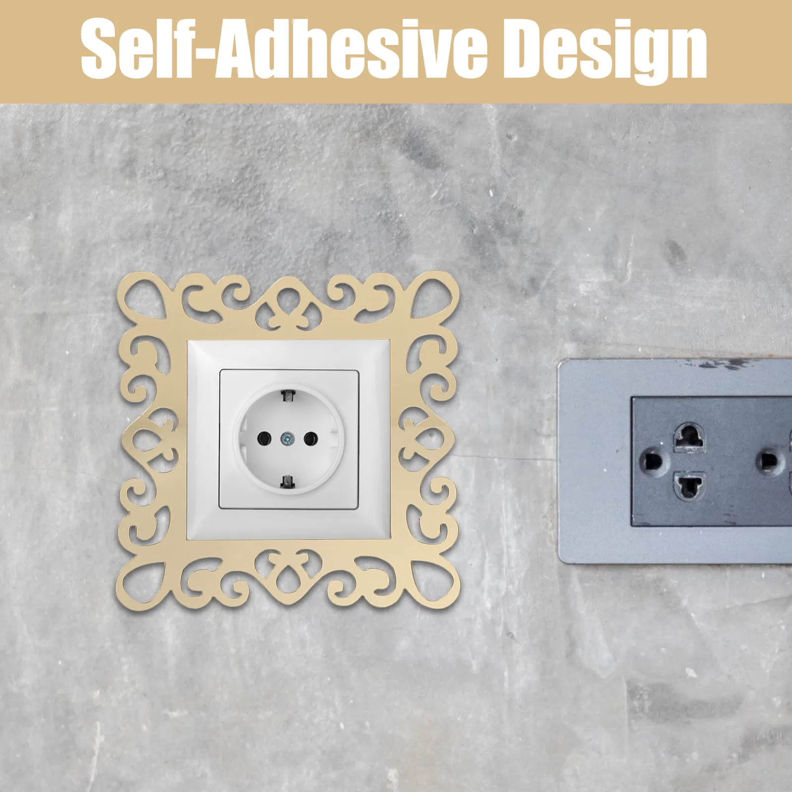 4pcs Light Switch Stickers Self Adhesive Mirror Outlet Plate Covers Decorative 86Type Switch Frame Decals For Bedroom Wall Decor