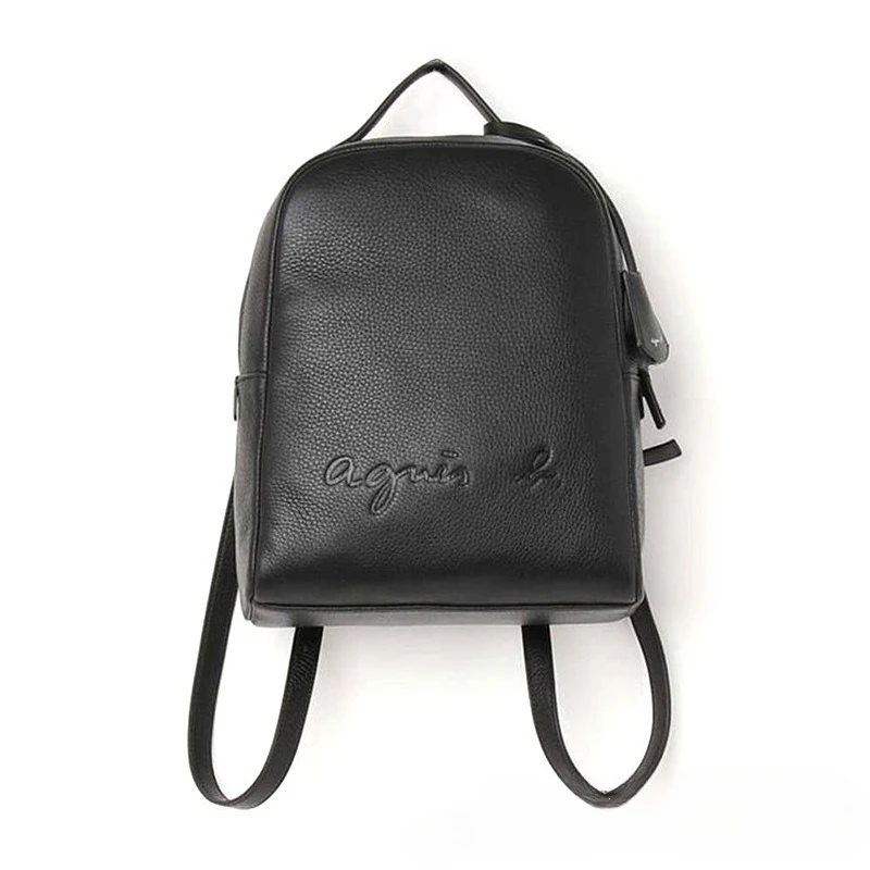 agnes-b-new-leather-student-backpack-business-travel-pu-women-backpack-handheld-crossbody-bucket-tote-saddle-purse-work-bag