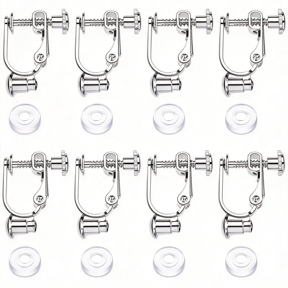 4pcs Copper Clip-on Earrings Converter Components Findings for DIY Non-Pierced Ears Jewelry Making Supplies Accessoies
