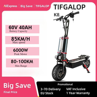 Tifgalop K8 Electric Scooter 6000W Dual Motor 60V40Ah Battery E-Scooter 12 Inch Off-Road Tire Seat Electric Foldable Scooters
