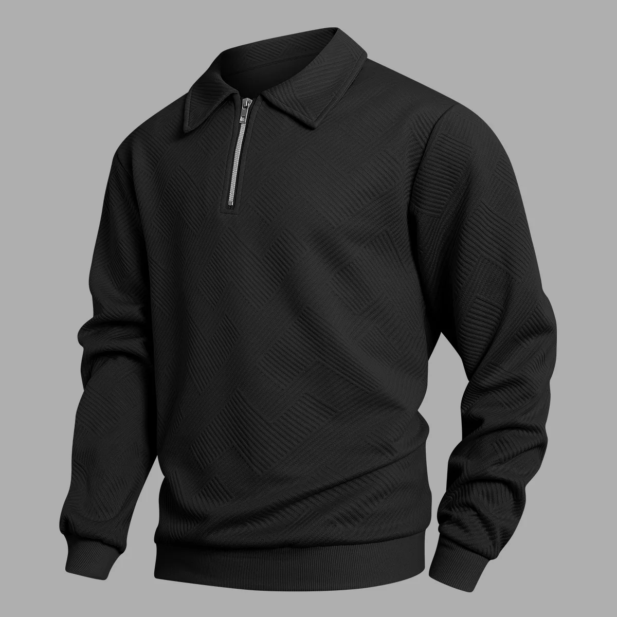 

Men's solid color zipper hoodie with lapel for autumn and winter, suitable for shopping, traveling and daily wear