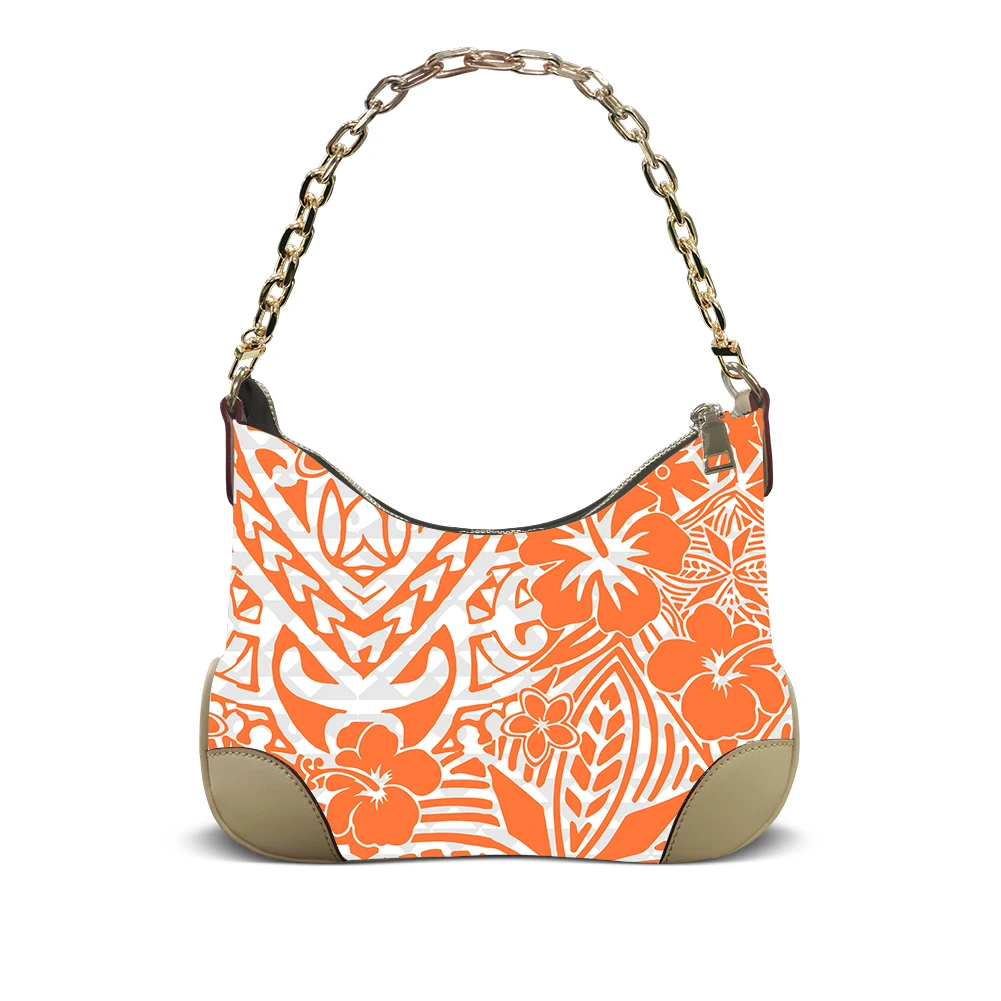 

Samoa Hibiscus Customizable Polynesian Women Armpit Bag Soft Leather All-Season Fashion Essential