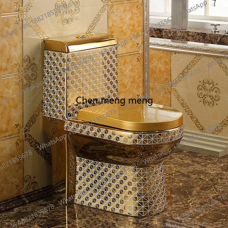 European household golden toilet creative flush toilet water-saving siphon deodorant water-saving color toilet