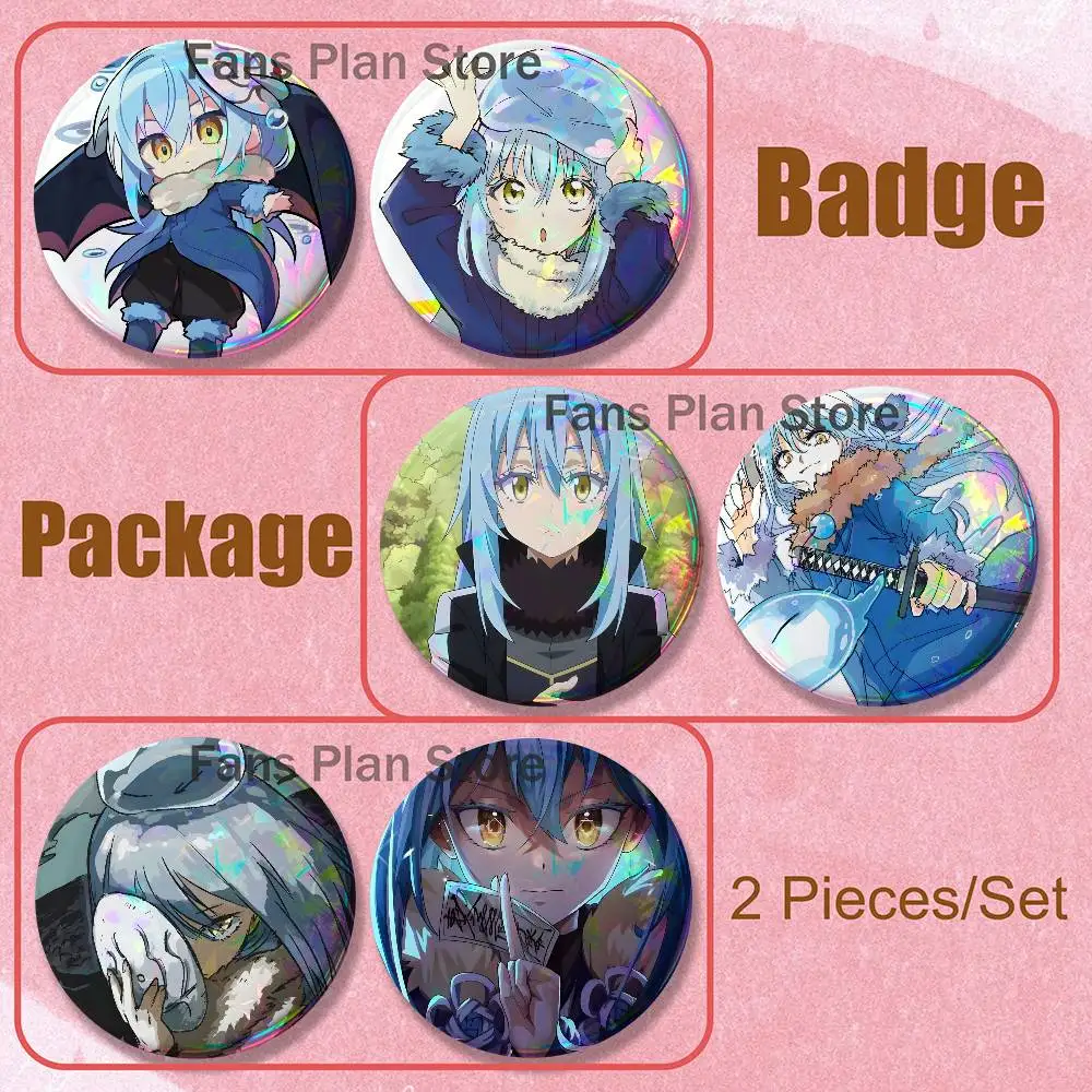 Anime T-Tempest Rimuru Brooches For Backpack Accessories 25,32,44,58,75mm Round Enamel Pins 2-piece Set Anime Fan Merchandise