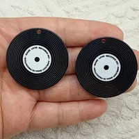 10pcs Acrylic Black Vinyl Records Pendants Vintage Music Disc Charms for Earrings Necklace Keychain Diy Jewelry Making Findings