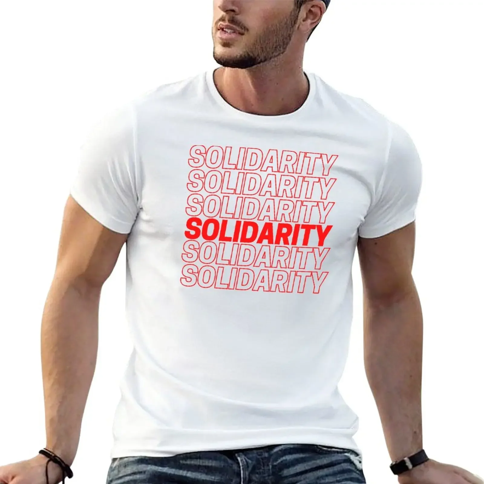 Solidarity [Red and White] T-Shirt korean fashion blacks mens clothes