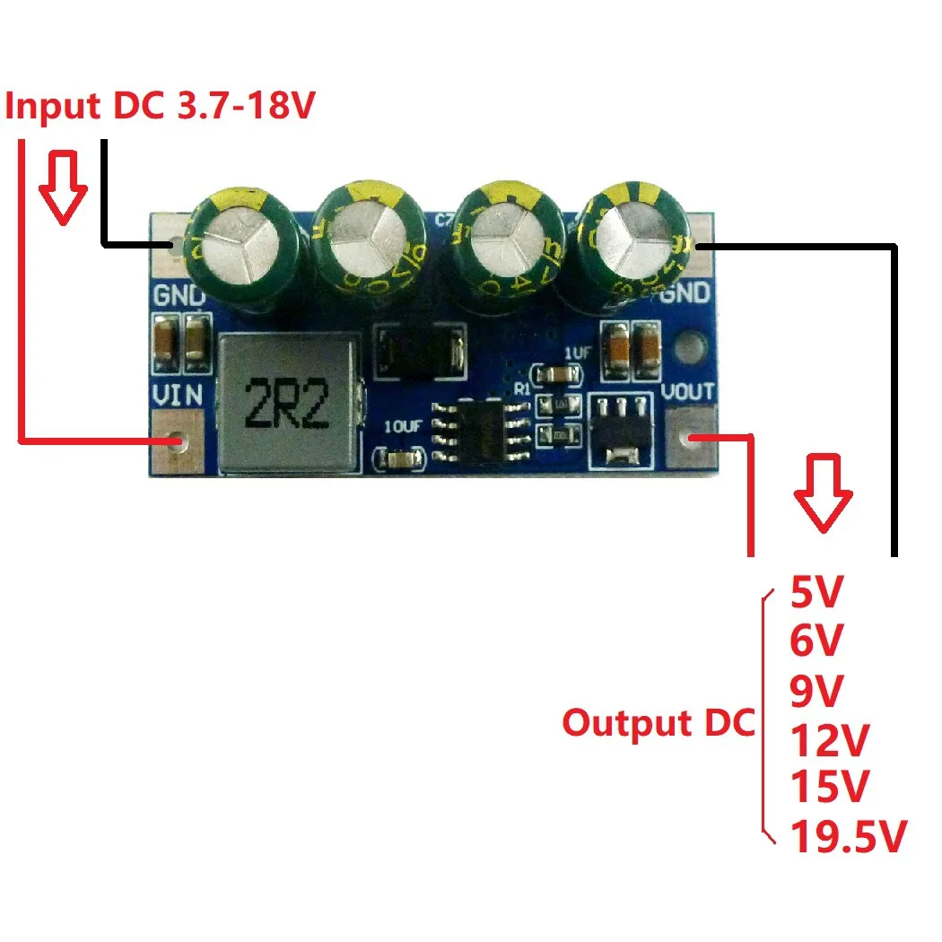 Step-up Boost Power Supply Board 60W DC-DC Converter 3.7V-18V to 5V 6V 9V 12V 15V 19.5V for Lead Acid Car Cigarette Lighter LED