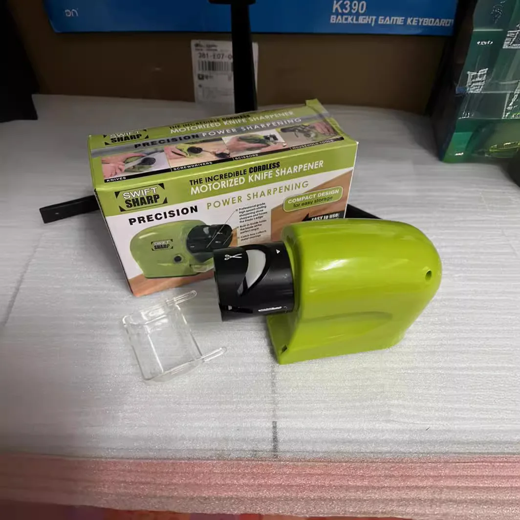 Electric knife sharpener with stainless steel grinding wheels for fast precise edge restoration ideal for home kitchen use compa