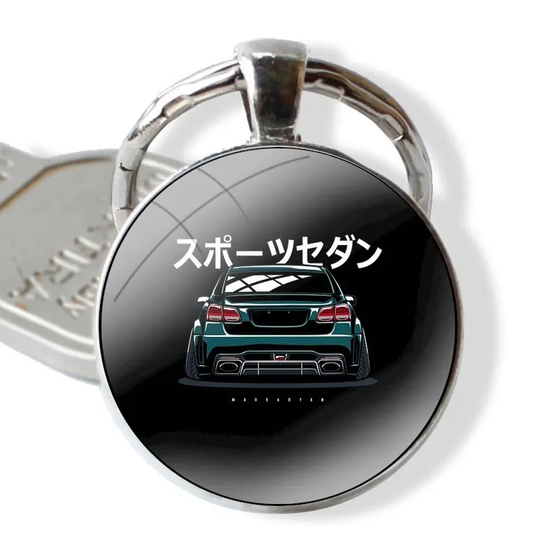 Keychain Handmade Glass Cabochon Key Ring Holder Pendant Key Chains HKS Japan AE86