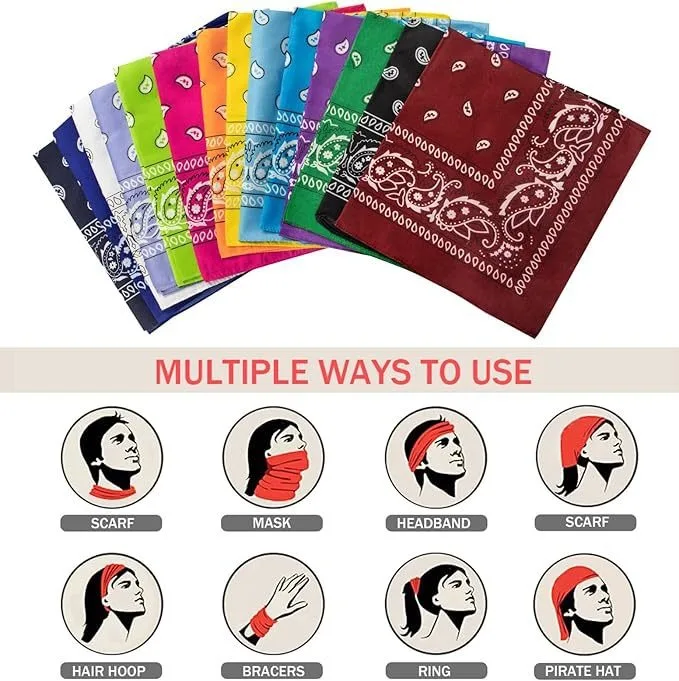 Bohemian Print Bandanas Paisley Pattern Headbands Fashion Hip Hop Square Scarf Unisex Outdoor Riding Headband Handkerchief
