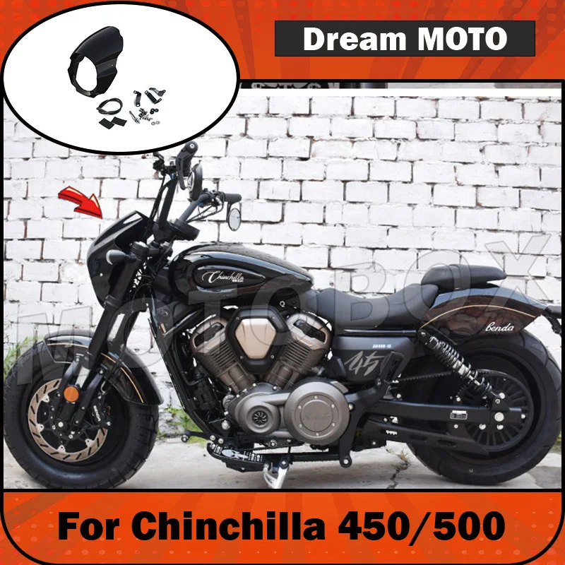 【Premium】For Chinchilla 450/500 Modified Original Headlight Covers, Pig’s Head-shaped Front Windshield Covers, Retro-style Airfl