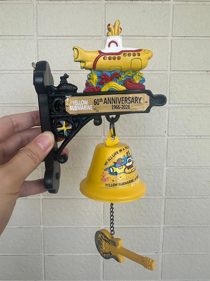 The Beatles Yellow Submarine 60th Anniversary Mechanical Doorbell Hand Painted Rock Culture Wall Hanging Decor Door Chime Gift