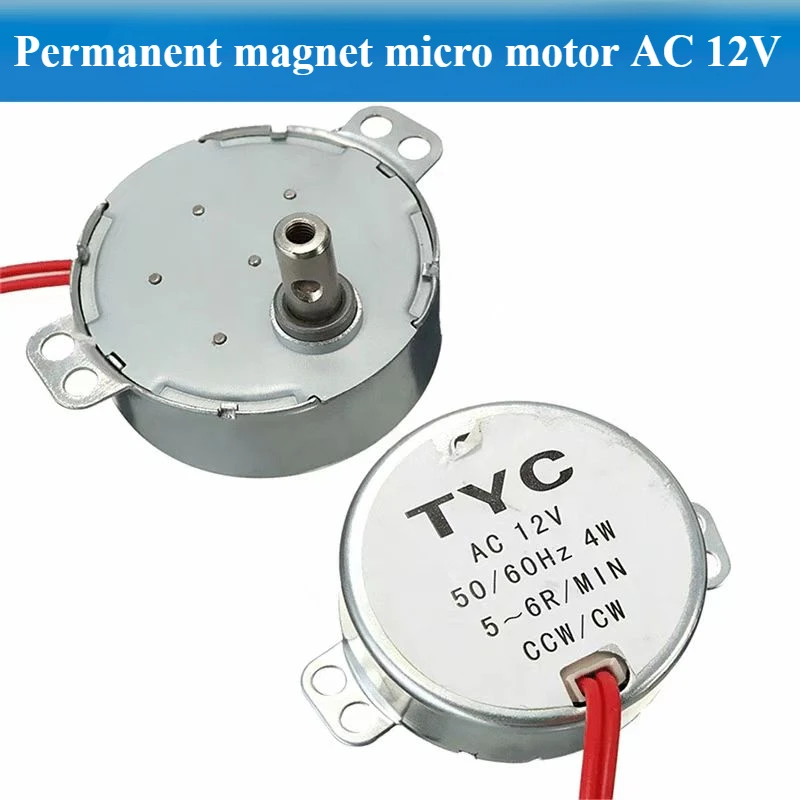 TYC Synchronous Motor AC 12V 220~240V 5/6 R/min 50/60Hz CW/CCW 4W 15mm Length Shaft