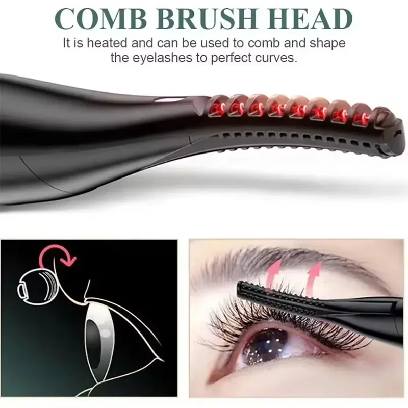 Compact Usb Rechargeable 3D Heated Beauty Eyelash Curler Naturally Ironing Long Lasting Electric Eye Lash Curling Clip for Girls